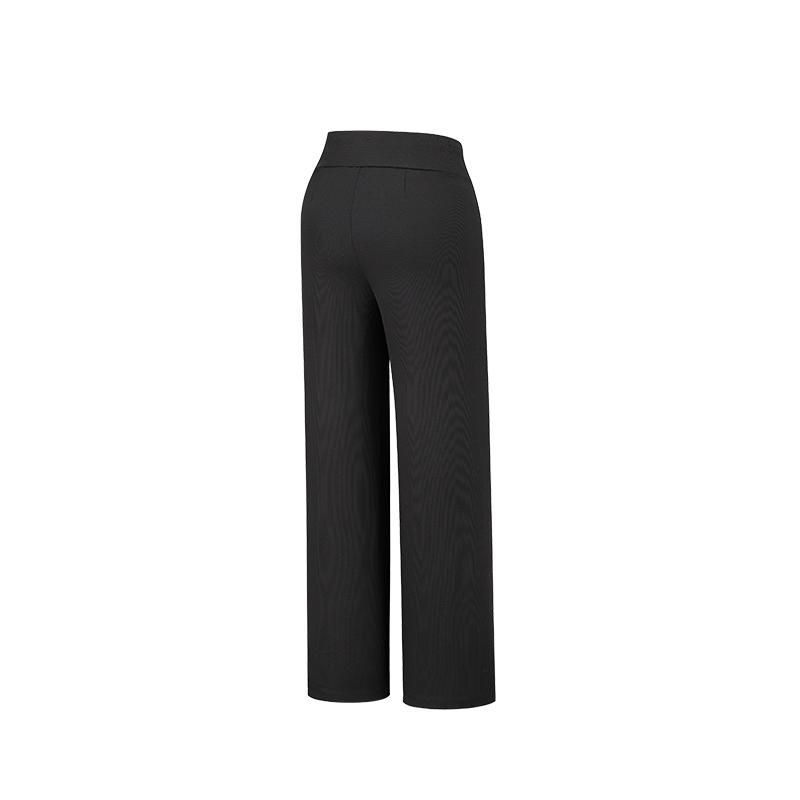 Anta Simple Solid Color Wide Leg Knitted Sports Pants Women bottoms Black 962627304-3