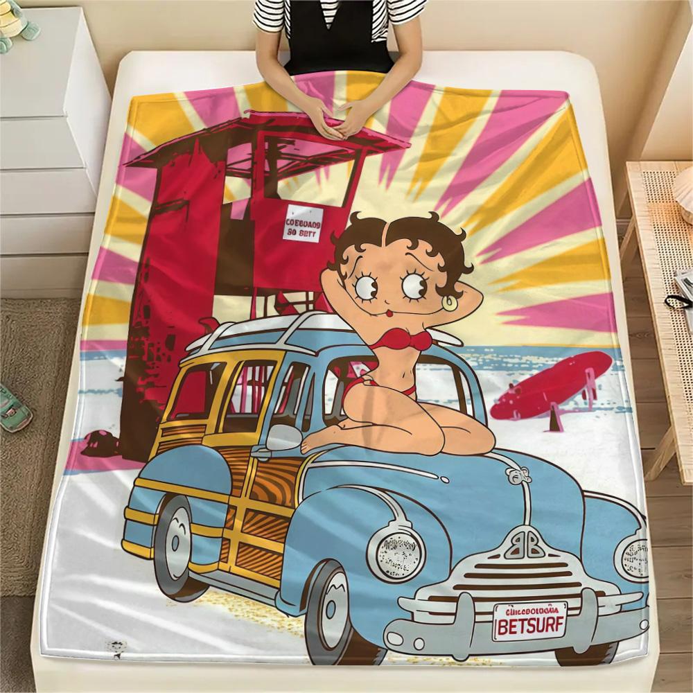 Betty Boop2 Flannel Blanket, High quality Comfortable for All Seasons, Home Decor, Warmth and Comfort