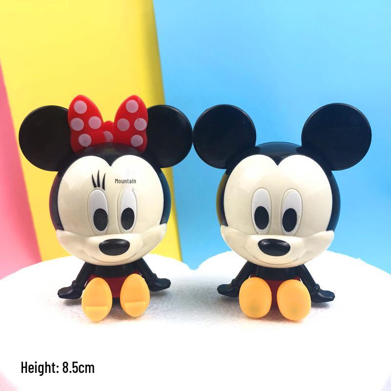 

Mickey & Minnie Wobbly Head Figurine Cake Topper - Cartoon Toy for Children s Birthday Dessert Table