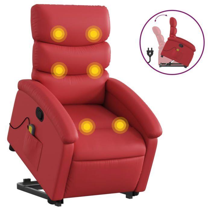 VidaXL Fauteuil inclinable de massage Rouge Similicuir 3204052