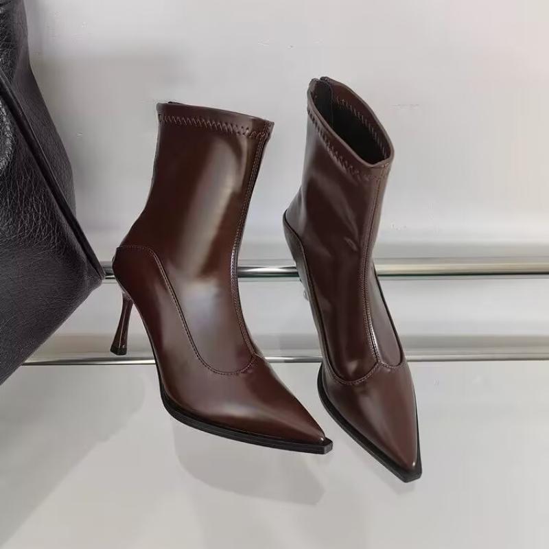 Autumn Winter Women Slim Ankle Boots Fashion Elegant Pointed Toe Shoes Thin High Heel Women's Morder Short Booties
