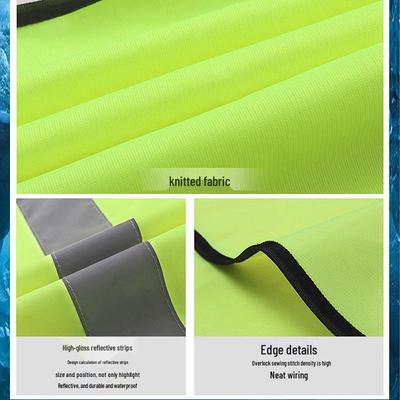 Reflective Multi-Pocket Safety Vest with Zipper for Construction, Sanitation, and Printed Logo