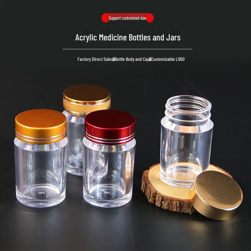 Acrylic Sealed Food Grade Plastic Storage Jar with Lid for Reishi Spore Powder