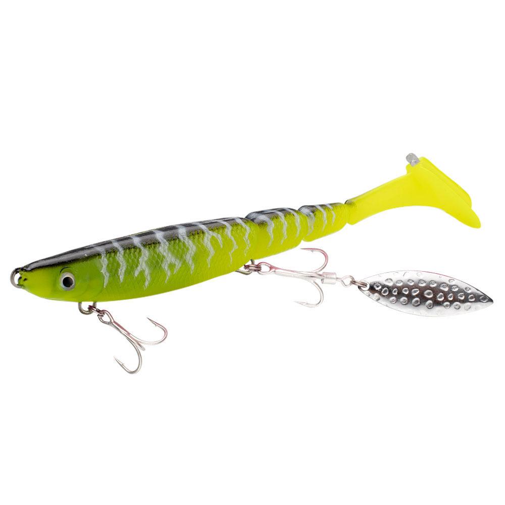 FUN Brand PVC Soft Bait T-Tail with Hooks Remote Cast Lead-Free Freshwater Sea Boat Fishing Perch 34.6g Full Swimming Layer
