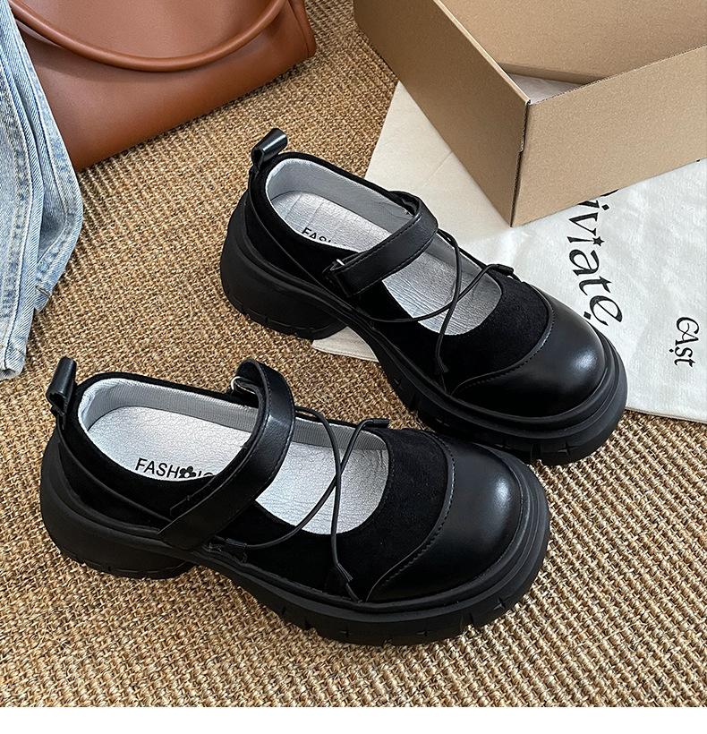 Fashion Retro Woman Shoes Shallow Mouth Clogs Platform Round Toe All-Match Female Footwear Black Flats New Creepers Dress Summer Hook &