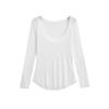 Damen U-Ausschnitt Langarm Durchsichtiges Oberteil Enganliegend Einfarbig Lässig Sexy Zum Layering Pullover