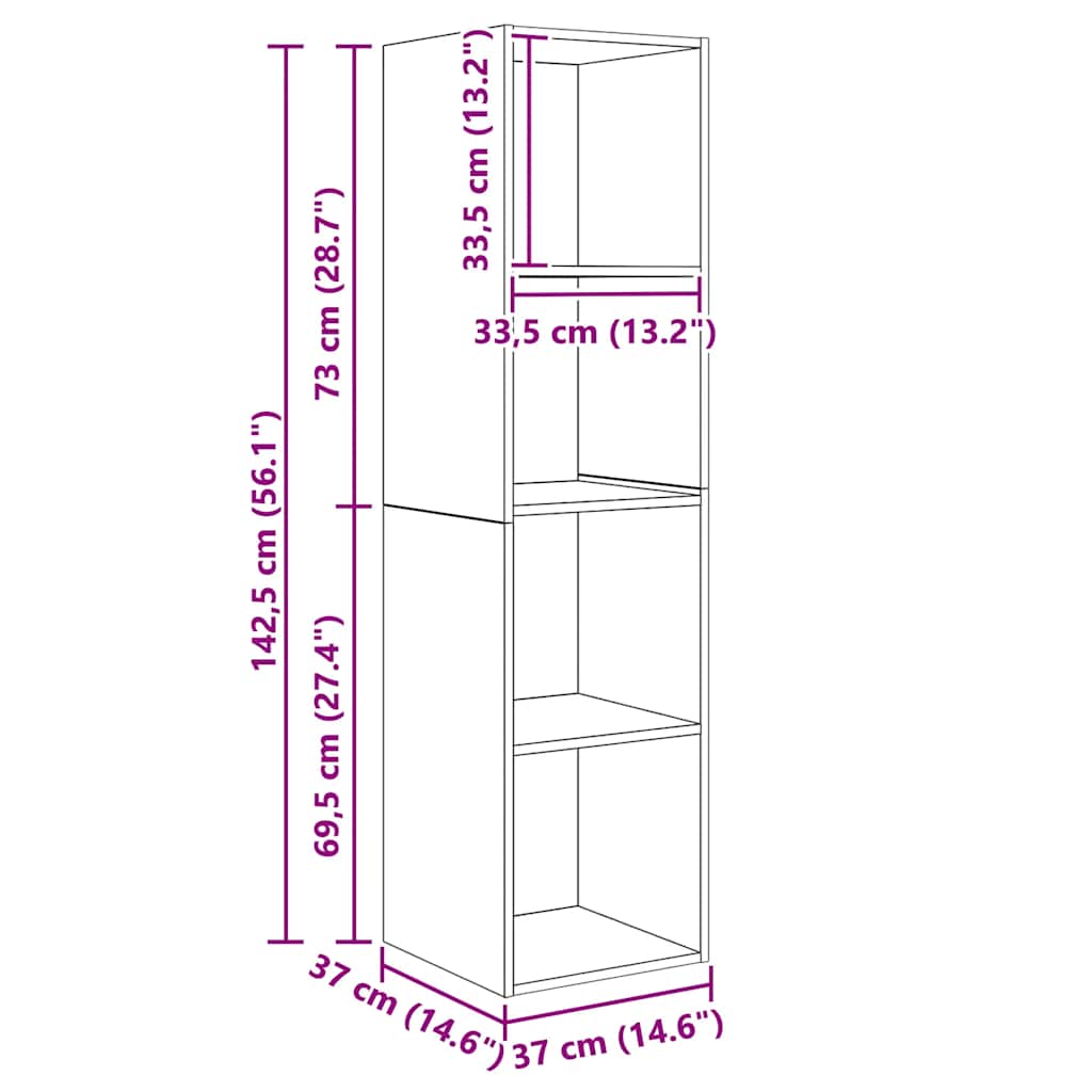 TV Wall Cabinet Sonoma Oak 37 x 37 x 142.5 cm Particleboard