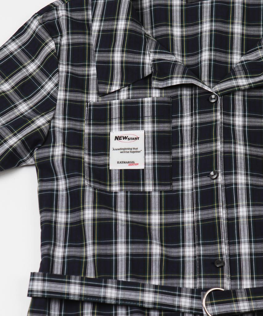 Catharsis Check Shirt Mini Dress Green One Size