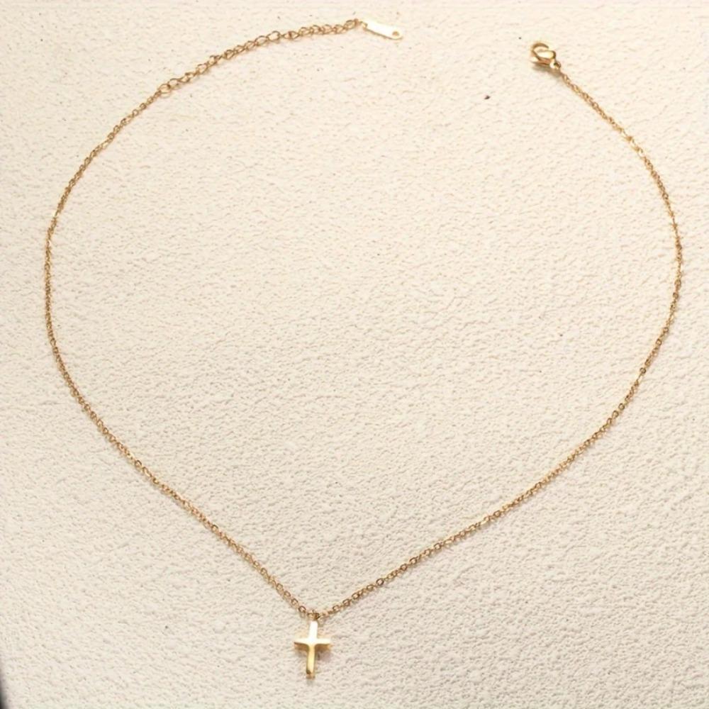 Personalized Minimalist Style Gold Color Cross Pendant Necklace Ladies Fashion Trend Party Jewelry Accessories Gifts