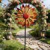 Einzigartiges Geschenk für Gartenliebhaber Blumen-Windrad, 75 cm Metall-Spinner mit Erdspieß, Dekorative Außenkunst Rostbeständige Windmühle für Hof, Rasen