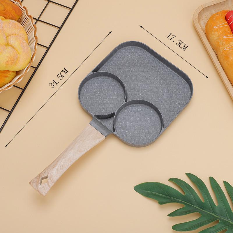 Pánev na smažení se 4 otvory Nepřilnavý vaječný palačinkový steak Hamburg Omelet Pánev Snídaně, vícedílný design, pánev na smažení vajíček se čtyřmi sekcemi