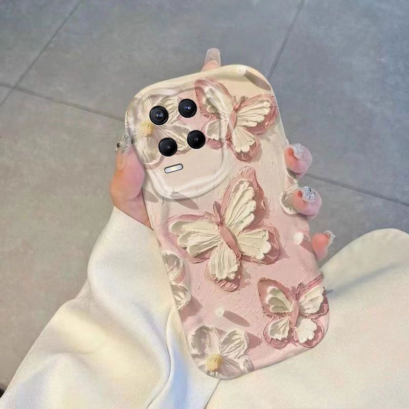 

Pink Butterfly OPPOrealme8 Mobile Phone Case All-inclusive Anti-drop Real Me 8Pro Ultra-thin Protective Case Soft Case realme 8Pro