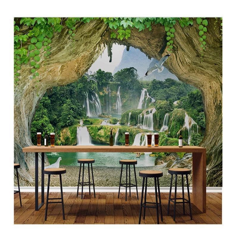 

3d Wallpaper Nature Big Tree Hole Wall Mural Waterfall Landscape Mural Living Room Bedroom Wallpaper 200 cm(W) x 140 cm(H)