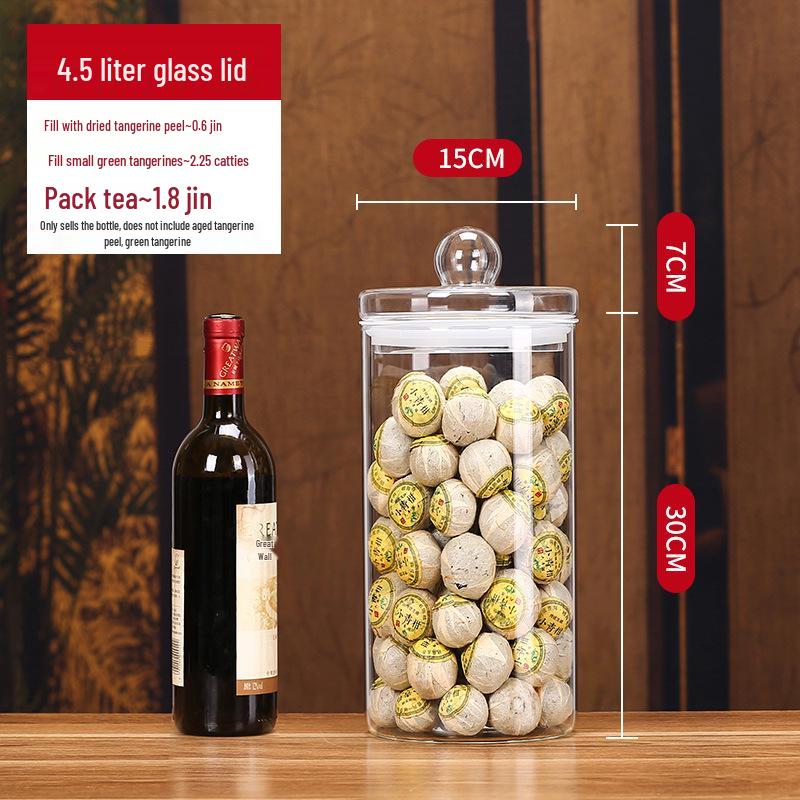 Large Glass Food-Grade Storage Jar for Dried Tangerine Peel and Tea Sealed for Freshness