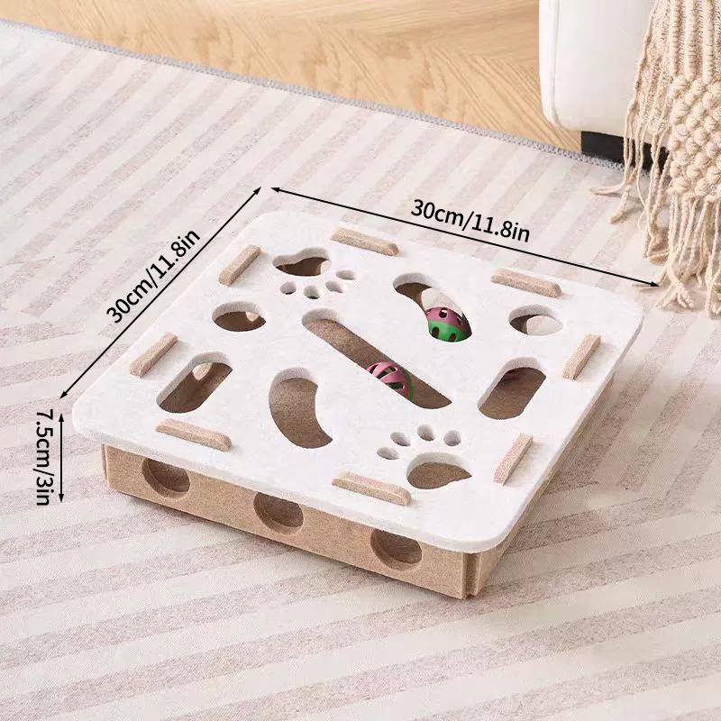 Interactive Cat Toys with Maze Tunnel Durable Felt Cat Puzzle Digging Toy for Indoor Exercise Toy with Bell Ball Pet Supplies