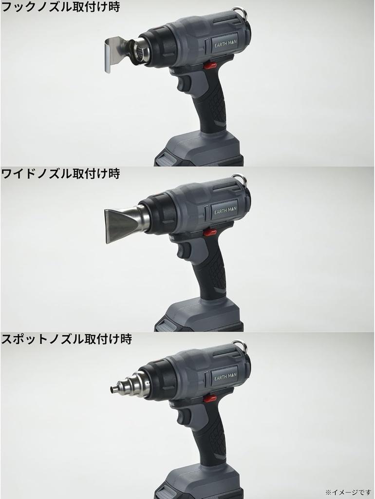 Takagi EARTH MAN SHARE LINK 18V Rechargeable Heat Gun Charger 3 Nozzle Cordless Hot Air Nozzle for Seal Shrink and Packaging SL-HG550-AS