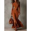JPNTKY Women's  Long Sleeve High Neck Fashion Autumn Winter Casual Dresses