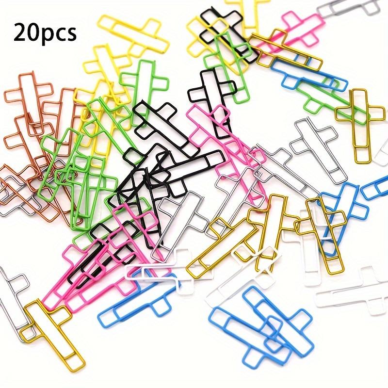 [20pcs Durable Metal Cross Clips] 20pcs Assorted Colors Metal Cross Paper Clips - Durable Steel Office Bookmarks & Document Organizers белый