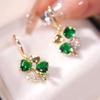 Green Lucky Four-leaf Clover Ear Buckle Niche Design Earrings Exquisite Fashion Joker Earrings