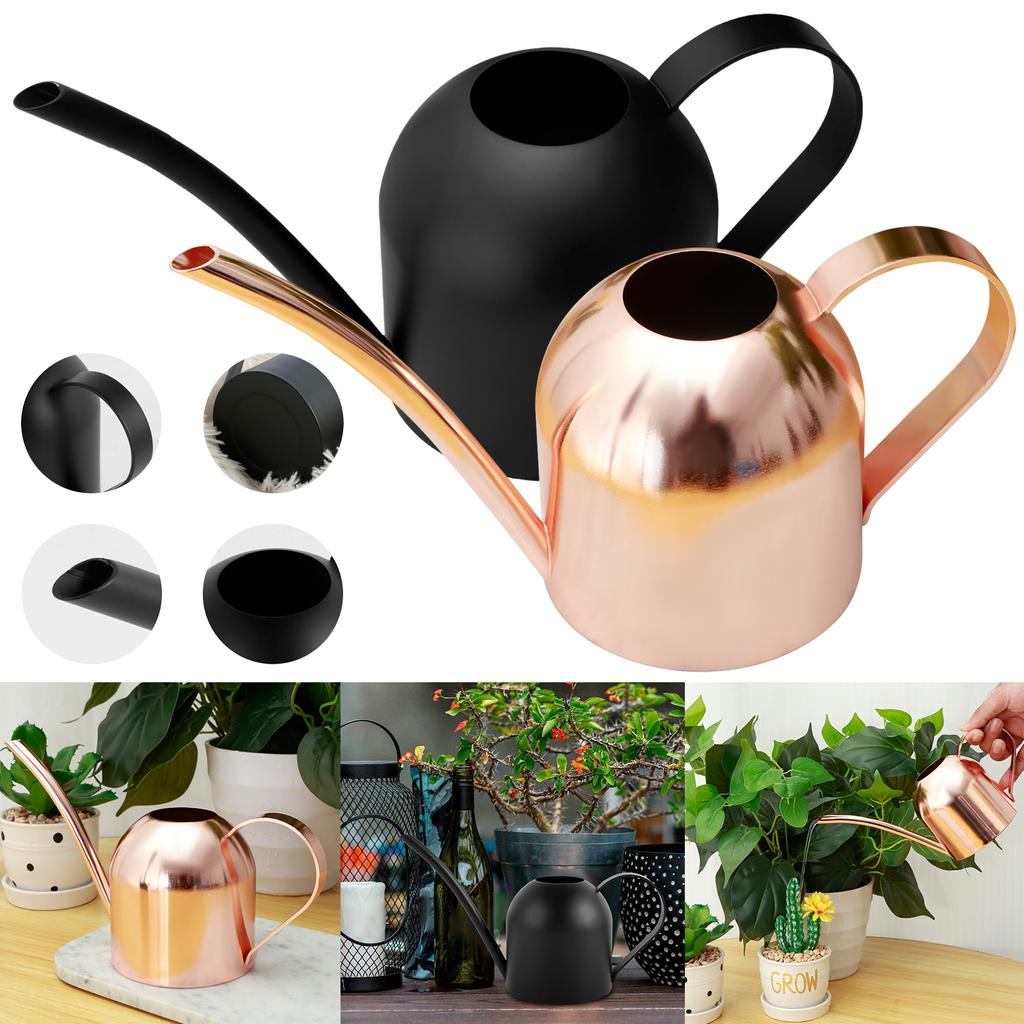 Stainless Steel Watering Pot 051L Plants Watering Can with Long Spout Outdoors Plants Vintage Watering Pot