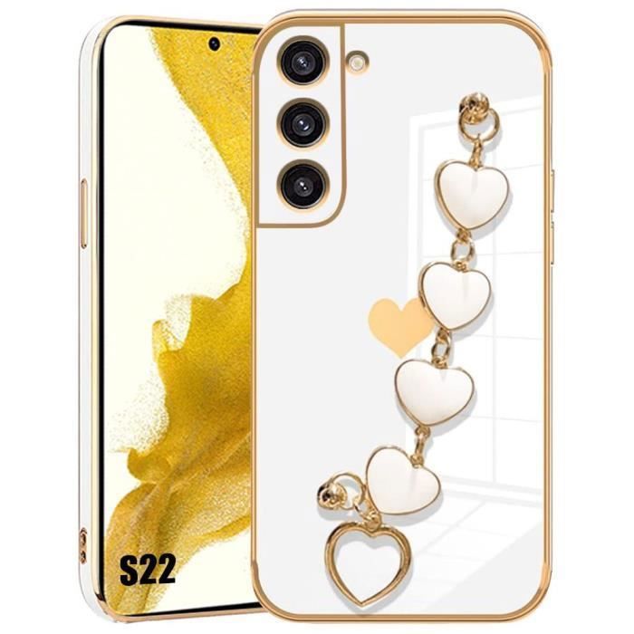 Coque de protection - booling - samsung galaxy s22 - silicone blanc - motif cœur - souple