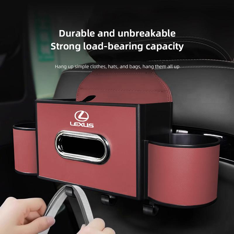 Car Seat Back Organizer Tissue Storage Box & Cup Holder Keychain For Lexus LS LC RZ IS350 ES300 GS350 CT200h GX460 LX570 RX500hAG3