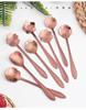8pcs Teaspoons Set Stainless Steel Spoon Cherry Rose Gold Silver Scoop Coffee Spoon Christmas Gift Kitchen Accessories Tableware