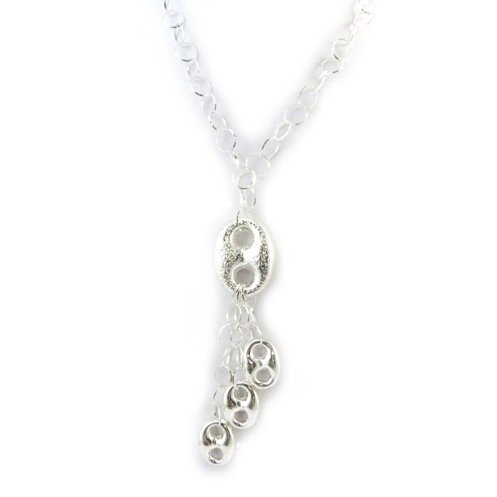 Les Trésors De Lily [N5074] - Collier Argent 'Grain de Café' (martelé) - 110x27 mm