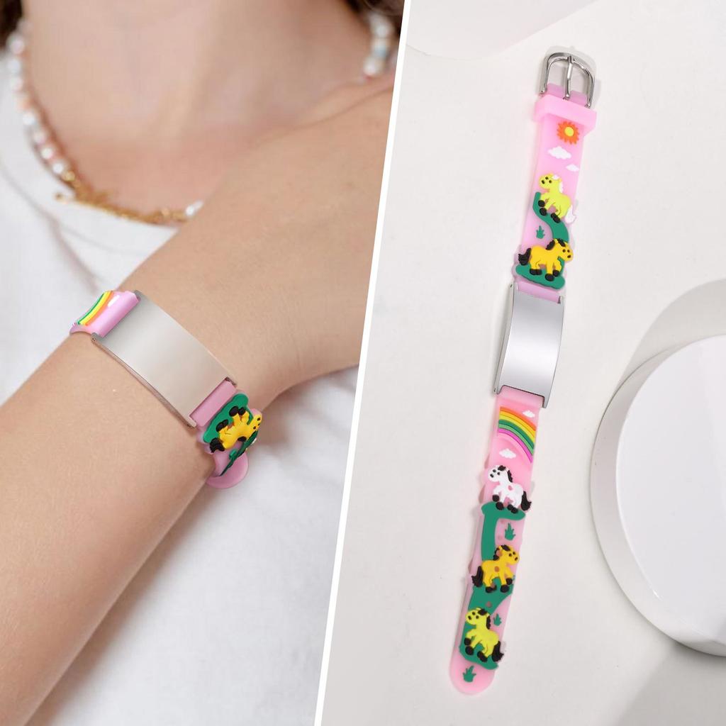 Butterfly Chain Girl Boy Bracelet Personalized Gift, Custom Name ID Silicone Wristband, Free Engrave ID Bracelet Adjustable