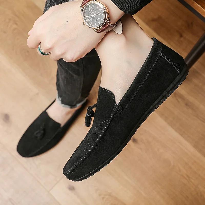 Fashion Suede Men Casual Shoes Luxury Brand Mens Loafers Comfort Breathable Slip-on Leather Driving Shoes Lazy Shoes Moccasins