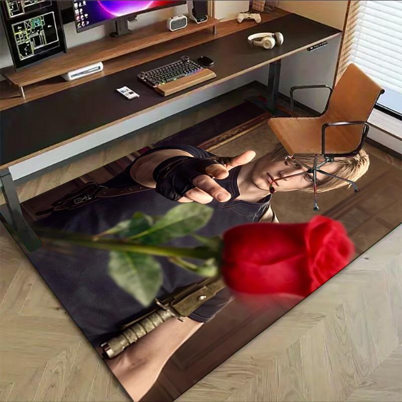 Resident Evil Leon'S Rose Carpet For Playroom Bedroom Living Room Sofa Home Decorkids Game Area Rug Nonslip Floor Mat