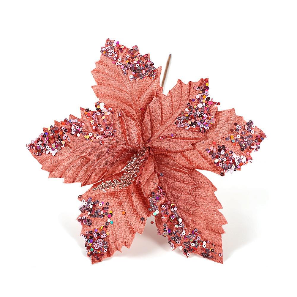 Unique Artificial Christmas Flowers Shiny Xmas Tree Accessories  Home Decor