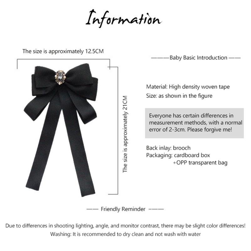Shirt Bow Brooch Tie Women'S Black College Student School Uniform Graduation Temperament Collar Pin