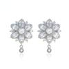 Fairy Zircon-Studded Copper Flower Earrings (High-End Niche) E8065