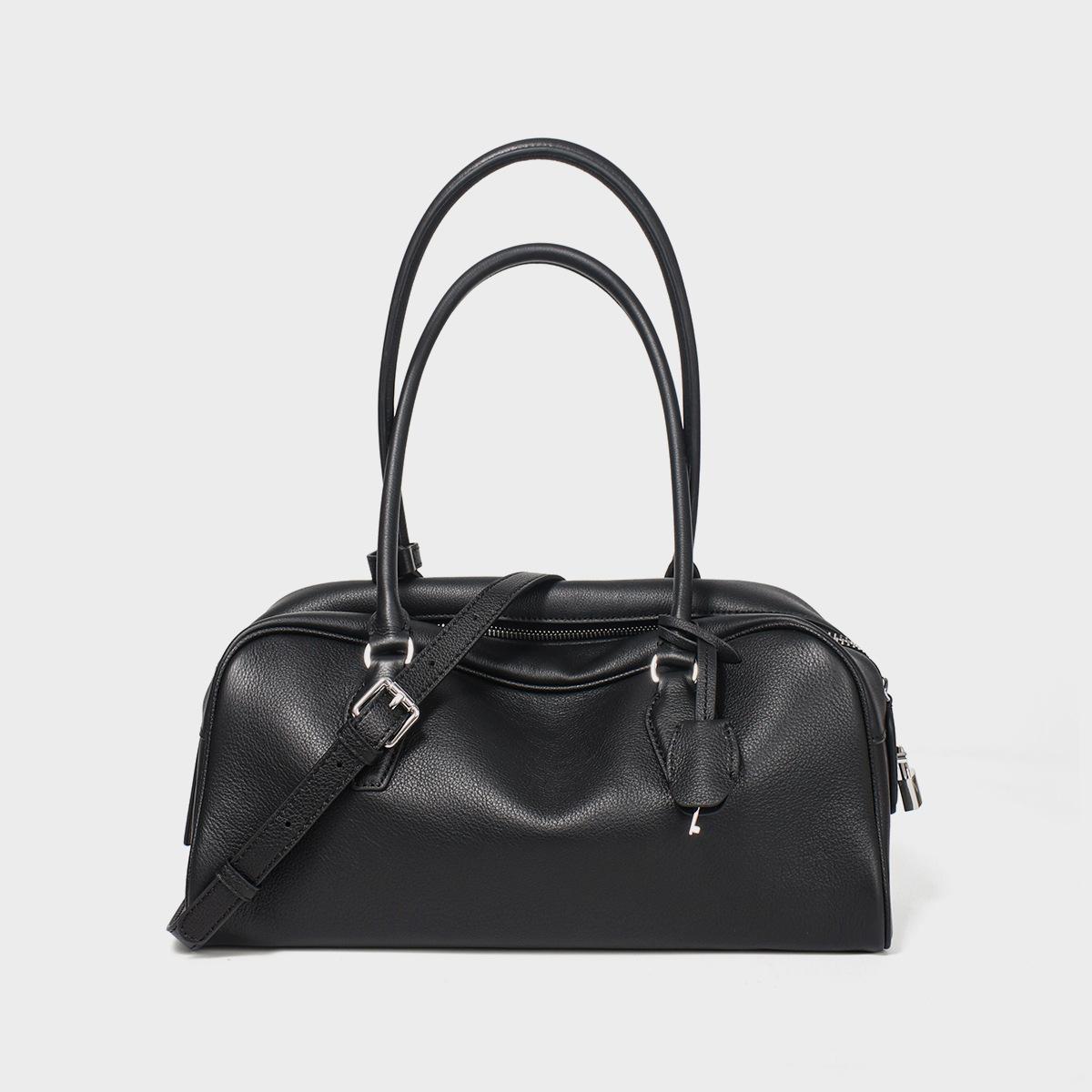 

Leather Long Handled Bowling Bag, New Niche, Light Luxury, Old Money Style Handbag, Crossbody Bag чорний