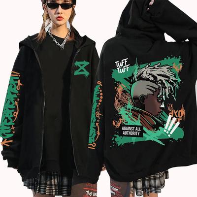 Reißverschluss Grafik Hoodie Harajuku Hip Hop Pullover Tops Sweatshirt Anime Geschenk