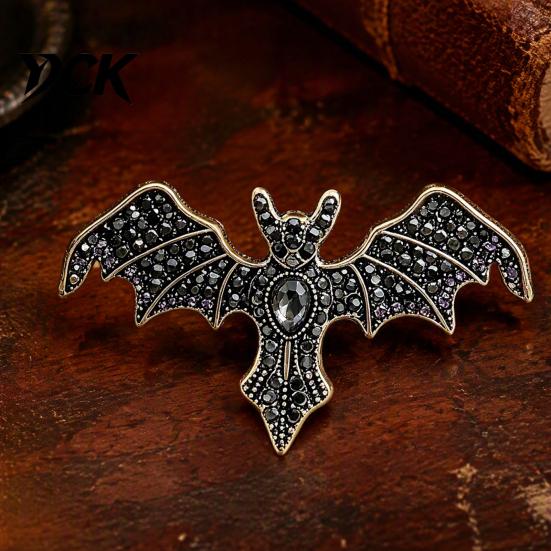 Punk Style Animal Badge Halloween Rhinestone Bat Brooch, Retro Gothic Shaped Lapel Brooch Pin Pin, Jewelry Accessory for Clothing Bags Scarves