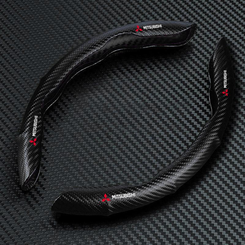 Car Steering Wheel Cover Carbon Fiber Sports Ultra-thin Non-slip Card Cover For Mitsubishi Lancer Ralliart 10 3 9 EX Outlander 3 ASX L200 Accessories