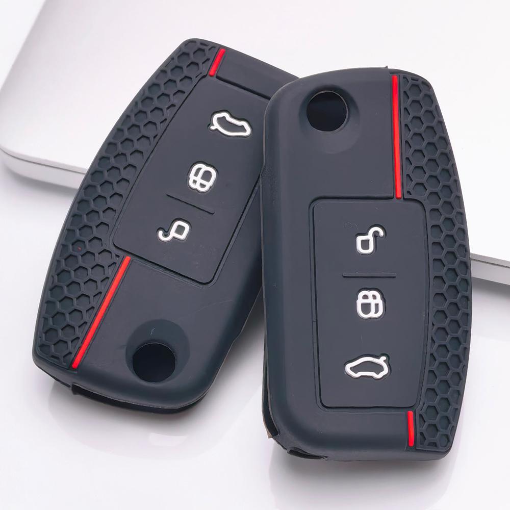 Silicone Key Cover for Ford 3 Button Flip Key, Fits Ford Focus Mondeo Fiesta C-Max Galaxy Kuga, Shockproof Key Fob Holder, Protective Accessory
