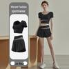 Premium Women's Color Block Sportswear Set - Short Sleeve Top & High-Waist Shorts, Yoga & Pilates Two-Piece Outfit