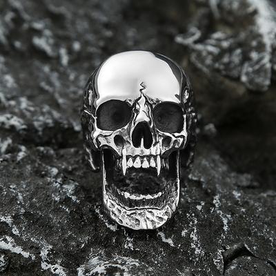 Hoogglans Gotische Vampier Schedel Ringen Voor Mannen Zware Schedel Roestvrij Staal Biker Ring Punk Motorrijder Sieraden Cadeau Maat 7-15
