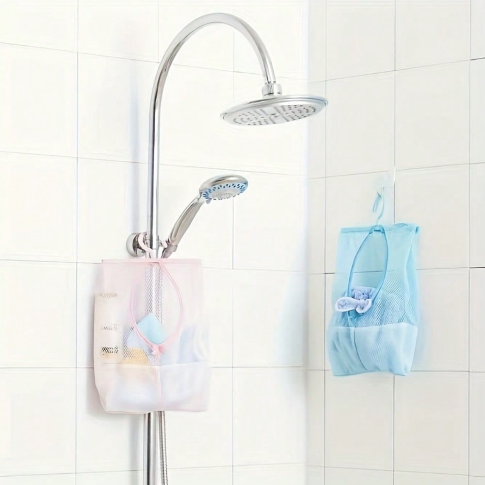 1pc Hangable Storage Mesh Bag | Multi-Purpose Clothespins Organizer, Polyester, Suitable For Kitchen And Bathroom, Drying And Storage Supplies