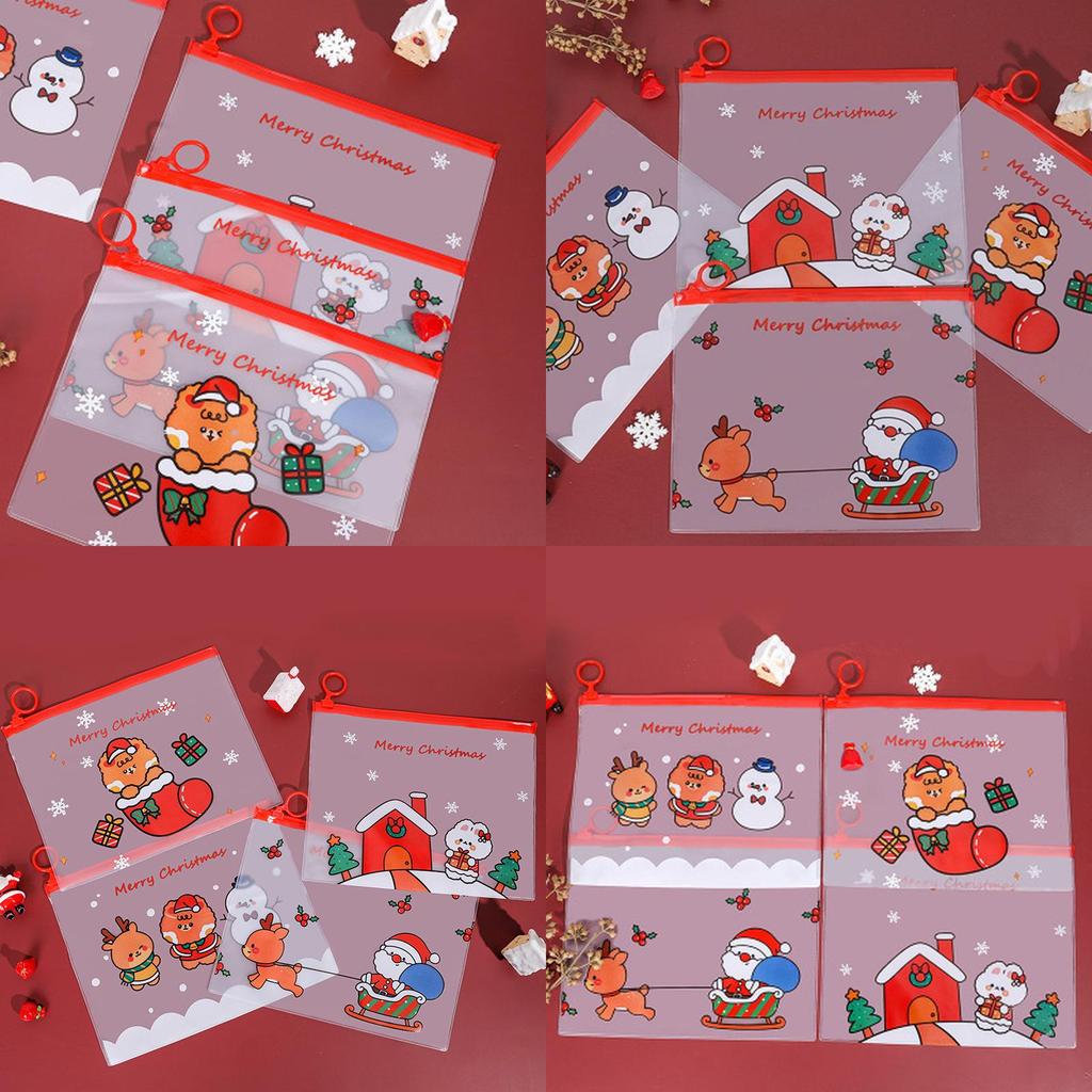 Festive Waterproof Pencil Pouch With Lovely Christmas Patterns For Student Supplies