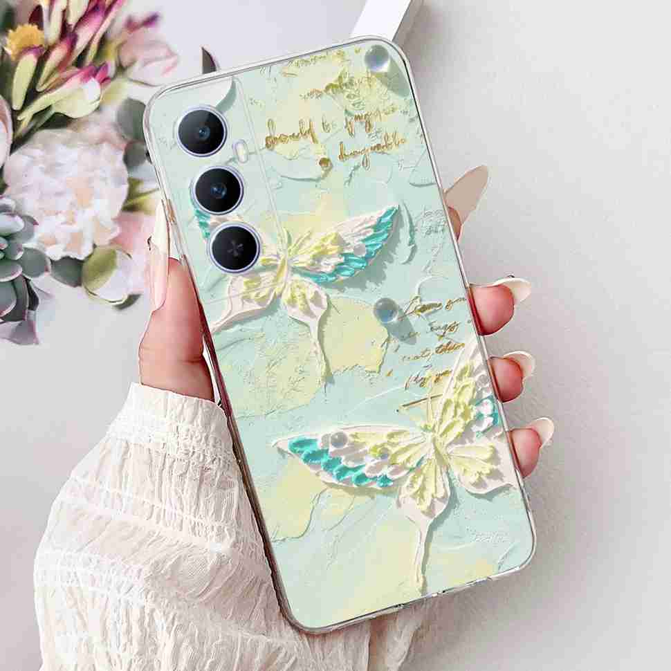 Für Realme C65 4G 2024 Hülle Weiche Silikon Bunte Schmetterling Hülle Für Realme C 65 C65 Fundas RMX3910 Vollständige Schutzhülle