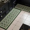 Non-Slip Kitchen Carpet Retro Green Long Strip Runner Floor Mats Oil-Proof Pvc Leather Washable Rugs For Kitchen Mat