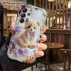 Phone Case: 2D flat, fits Samsung Galaxy A34 A35 M05 M06 S20 S22 S21 FE Plus 5G, purple flowers with light brown bear, perfect Christmas and Halloween