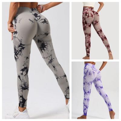 Damskie bezszwowe legginsy do jogi z nadrukiem tie dye, wysoki stan, seksowne, modne legginsy, ćwiczenia, bieganie, podnoszenie pośladków, legginsy rowerowe