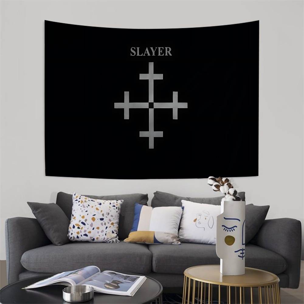 SSlayer HHeavy MMetal Band Cartoon Tapestry Art Science Fiction Room Home Decor Wall Hanging Home Decor