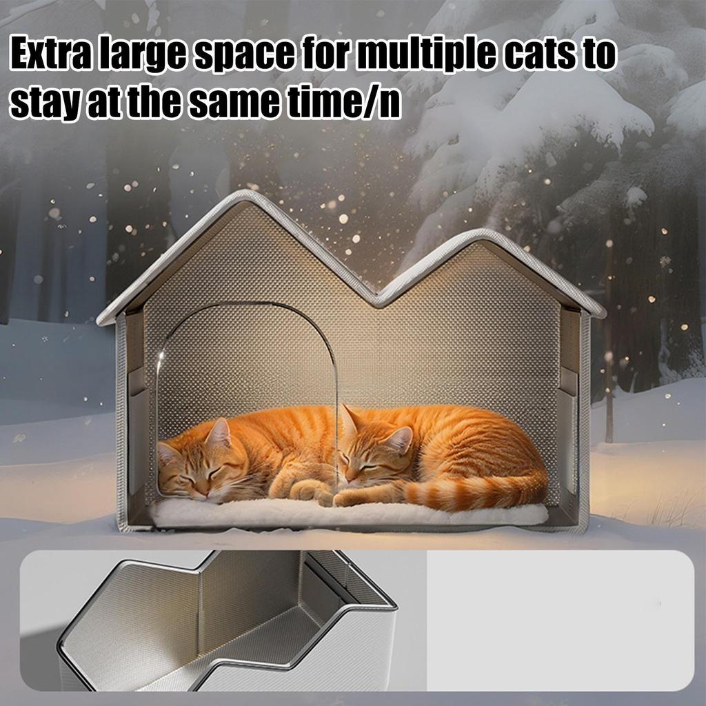 Outdoor Cat House Foldable Waterproof Winter Animal Tent Bed Outside Cat House Weatherproof With Elevated Base For Yard Garden