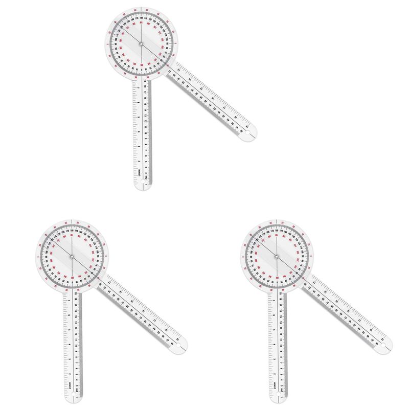 

A84E-3Pcs 12 Inch Goniometer,Transparent Orthopedic Angle Ruler Plastic Goniometer 360 Degree Spinal Goniometer прозрачный